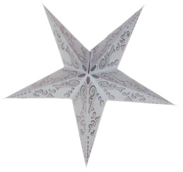 Baby Curves white / Glitter - Foldable glowing Paperstar with 5 points, 40 cm